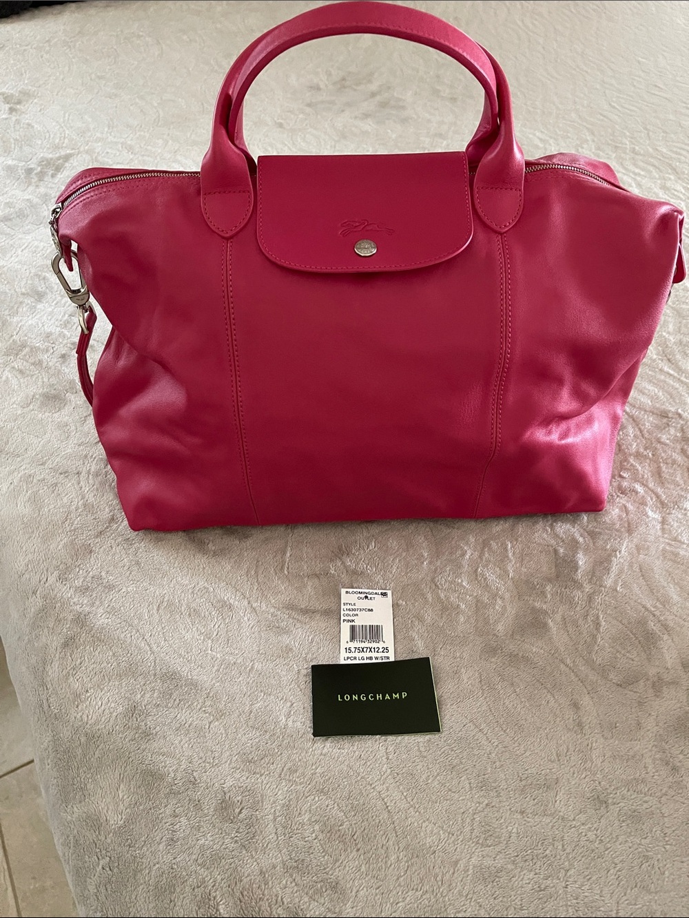 NEW Longchamp Pink Leather Tote with Top Handles